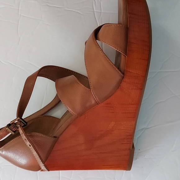 Lucky Brand Strappy Platform Wedge Size 8 M/38,Tan - Picture 9 of 16